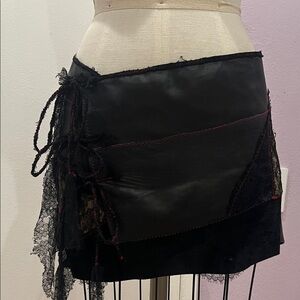 Elegant Black Lace-Trimmed Skirt